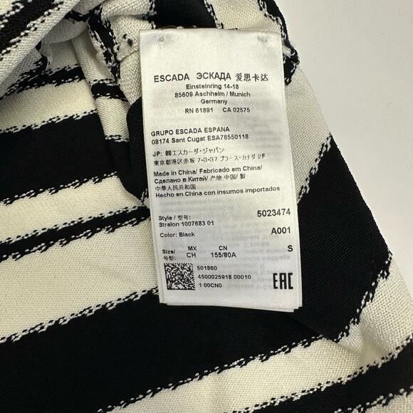 Escada Stralon Black & White V-Neck Pullover - Size Small - Picture 7 of 10